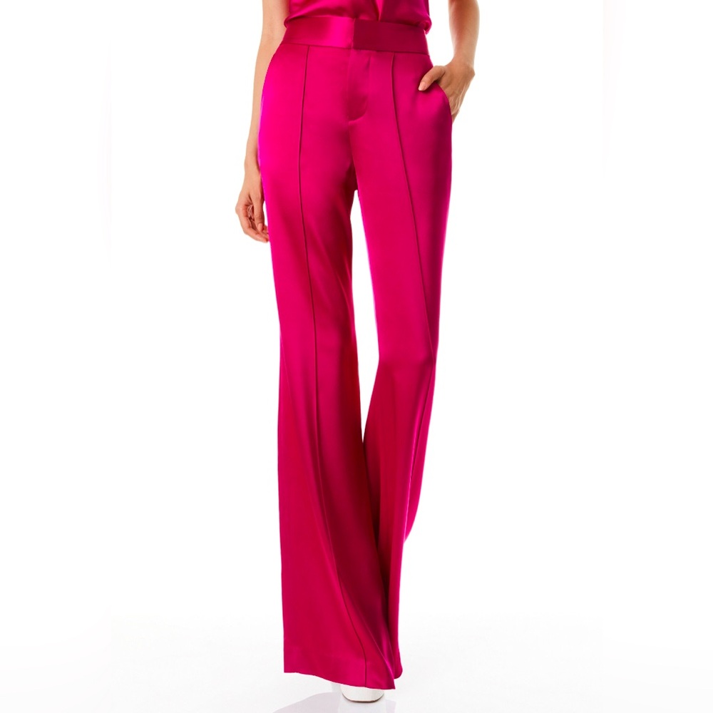 Alice + Olivia Dylan Tailored Wide Leg Pant in Pink Size 12